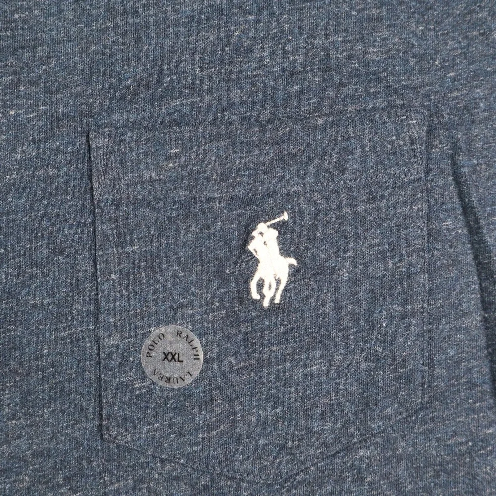 NWT Polo Ralph Lauren Pocket Tee Men's XXL 2XL Blue Heather White Pony